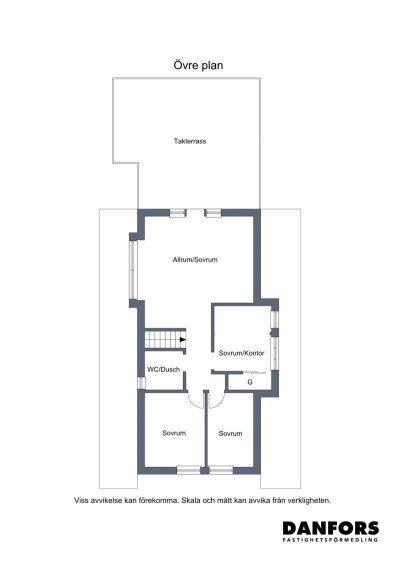 Planritning ovanvåning Kustvägen 198