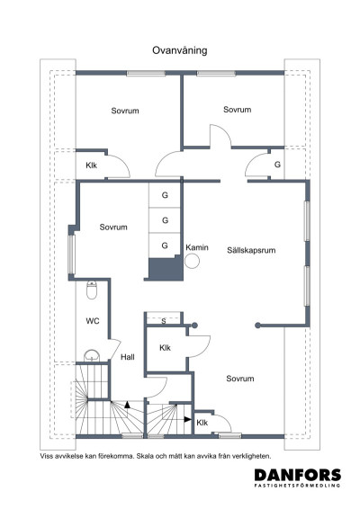 Planritning, ovanvåning Danska vägen 17