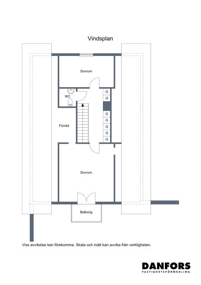 Planritning ovanvåning Kristianstadsvägen 20