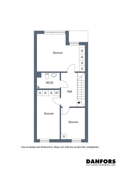 Planritning ovanvåning Sleipners väg 16B