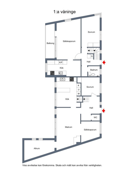 Planritning, entréplan Gamlebygatan 2A