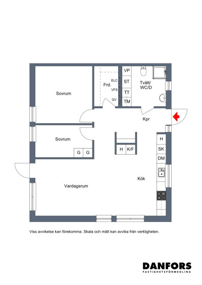 Planritning Hans Gravares väg 3A