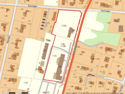 Fastighetskarta Kustvägen 114, 114B och 120