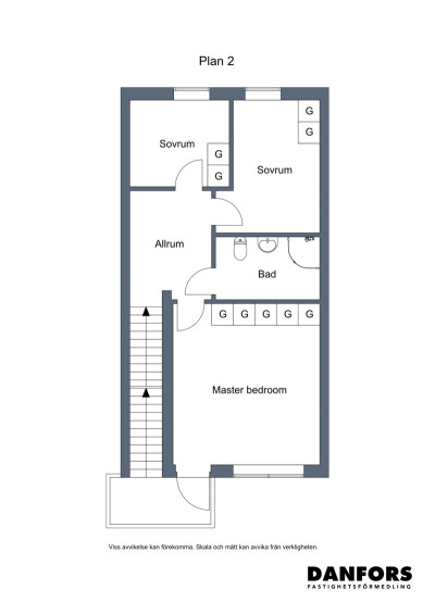 Planritning ovanvåning Iduns väg 6B