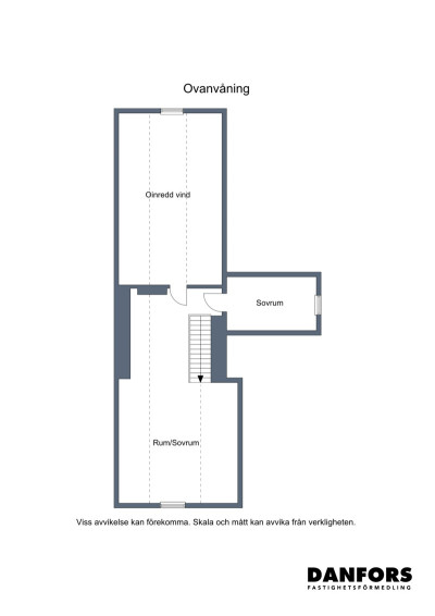 Planritning ovanvåning Kristianstadsvägen 4