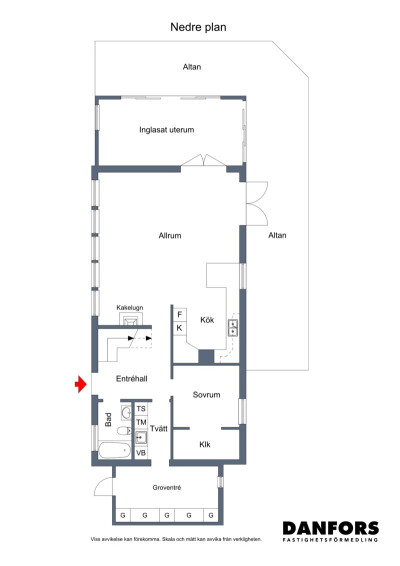 Planritning entréplan Ravinvägen 5