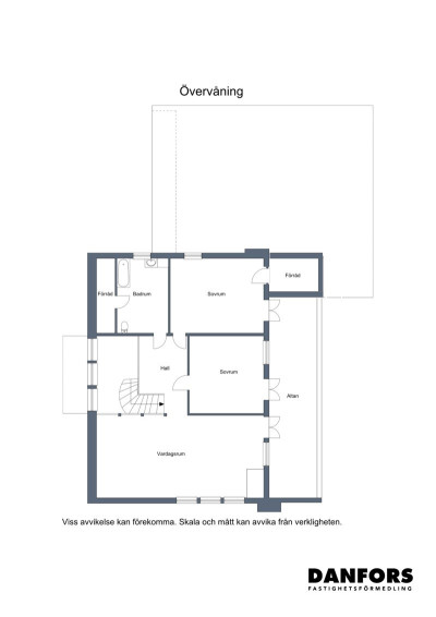 Planritning ovanvåning Kustvägen 113