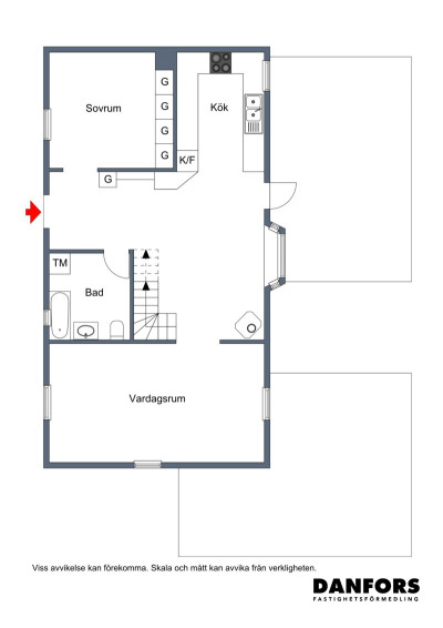 Planritning entréplan Högarydsvägen 65
