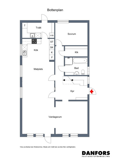 Planritning entréplan Simsons väg 26