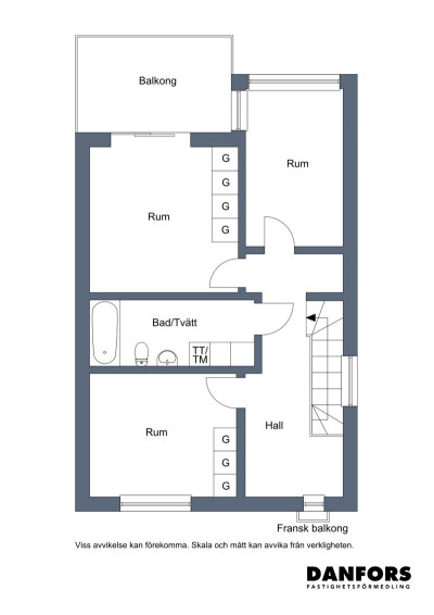 Planritning ovanvåning Lantmannagatan 8C