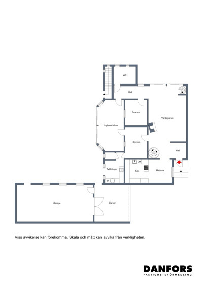 Planritning, entréplan Flädervägen 2