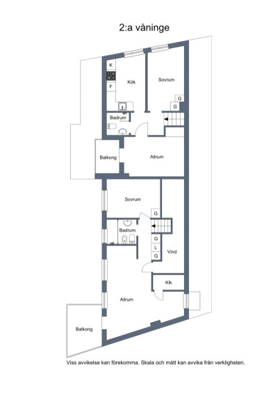 Planritning, 2:a våningen Gamlebygatan 2A