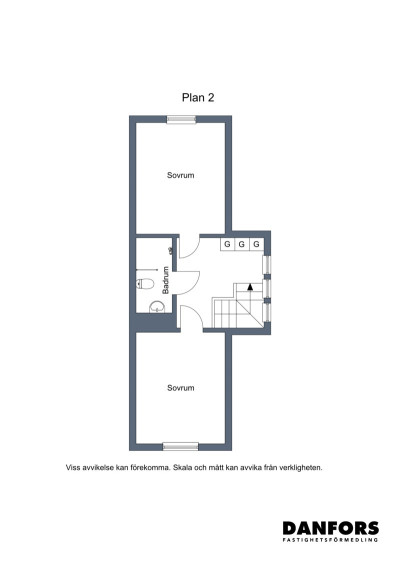 Planritning ovanvåning Markarydsvägen 38