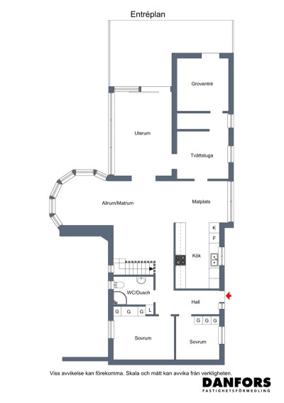 Planritning entréplan Kustvägen 198