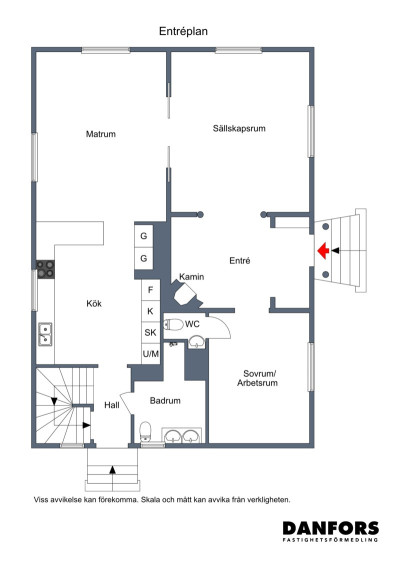 Planritning, entréplan Danska vägen 17