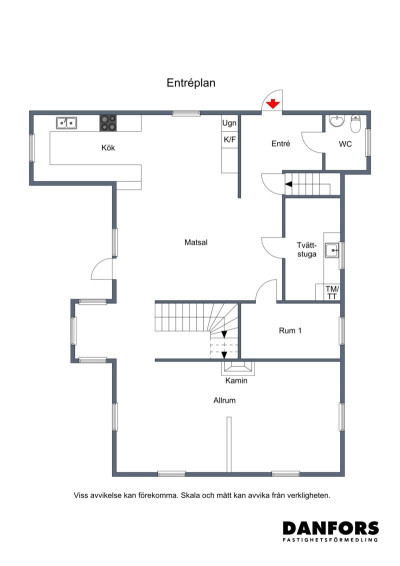 Planritning entréplan Mellby 415