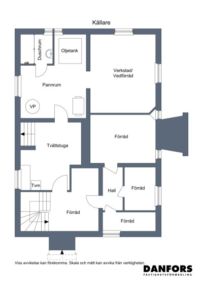 Planritning, källare Danska vägen 17