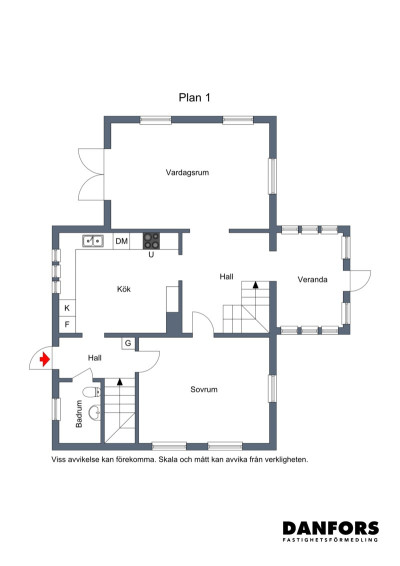 Planritning Entréplan Markarydsvägen 38