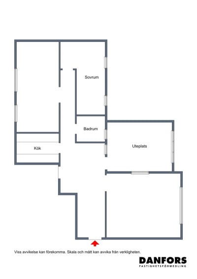 Planskiss lägenhet Bygatan 2A-B