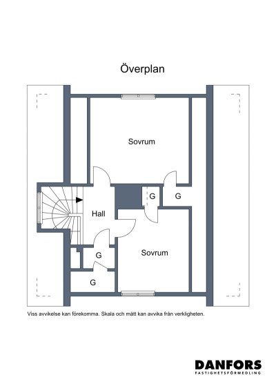 Planritning, ovanvåning Flädervägen 13